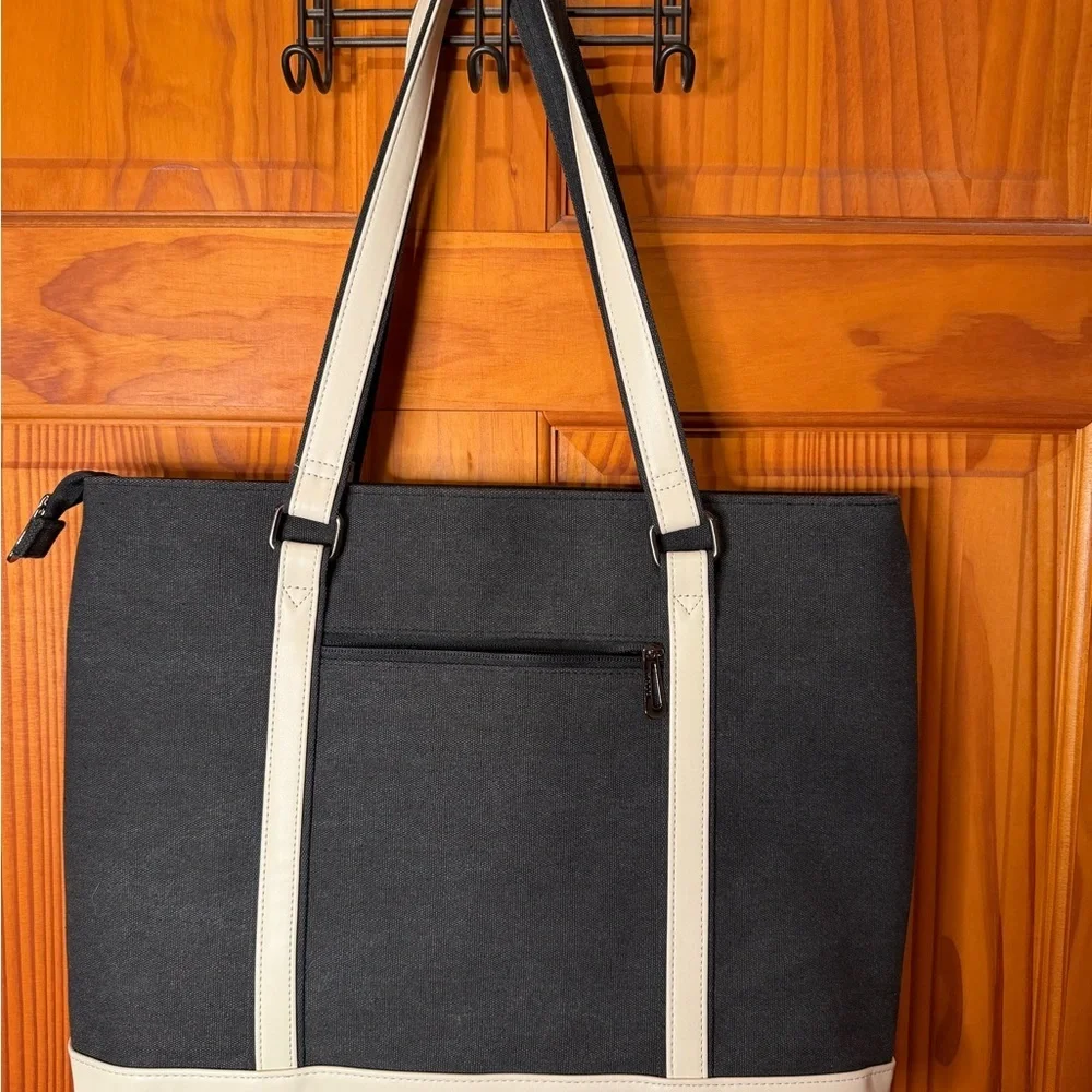 NWOT Mosiso Black and Cream Laptop Bag - Picture 6 of 9